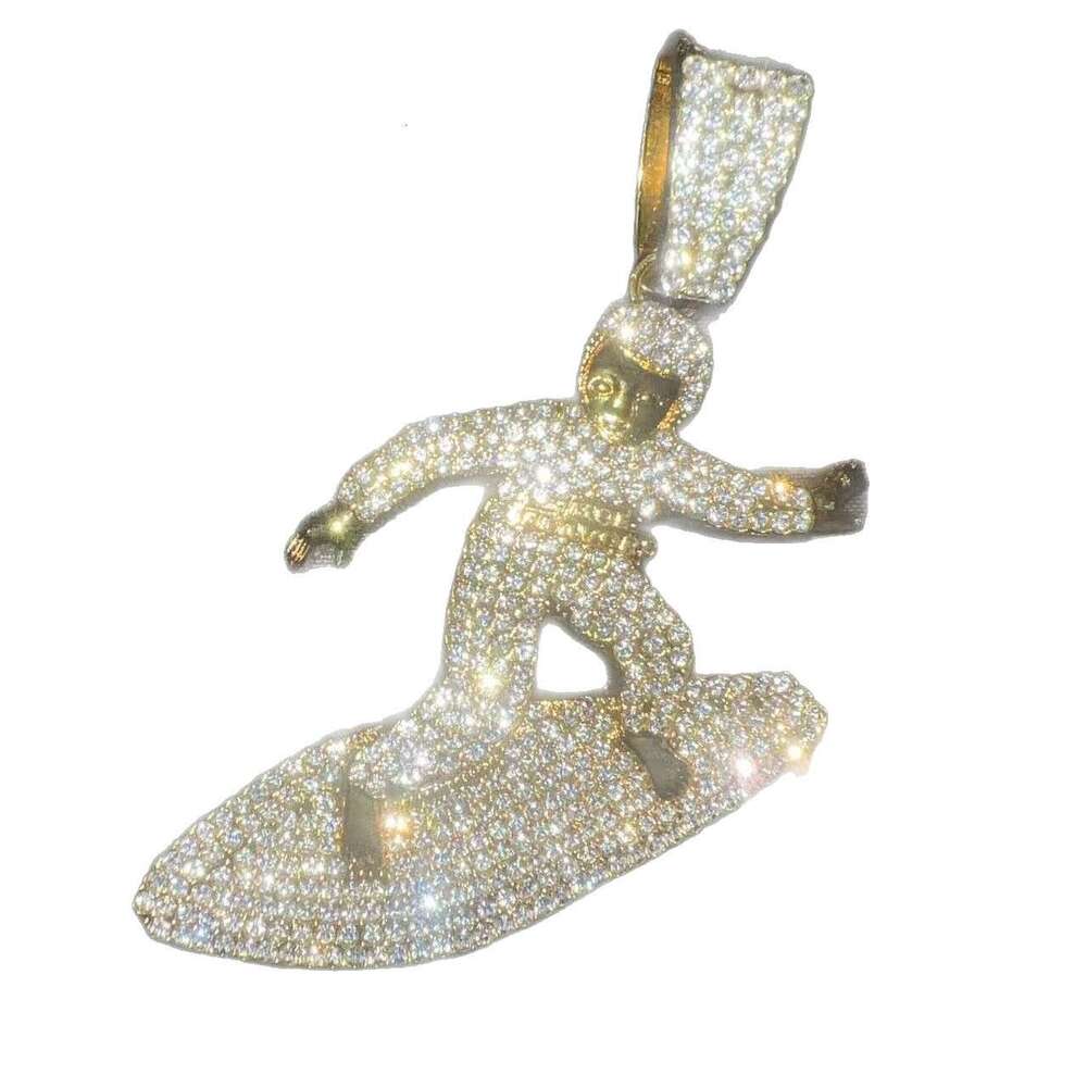 Full Child Ski Hip Hop Trendy Fashion Square Dia Alloy Cuban Chain Necklace Pendant