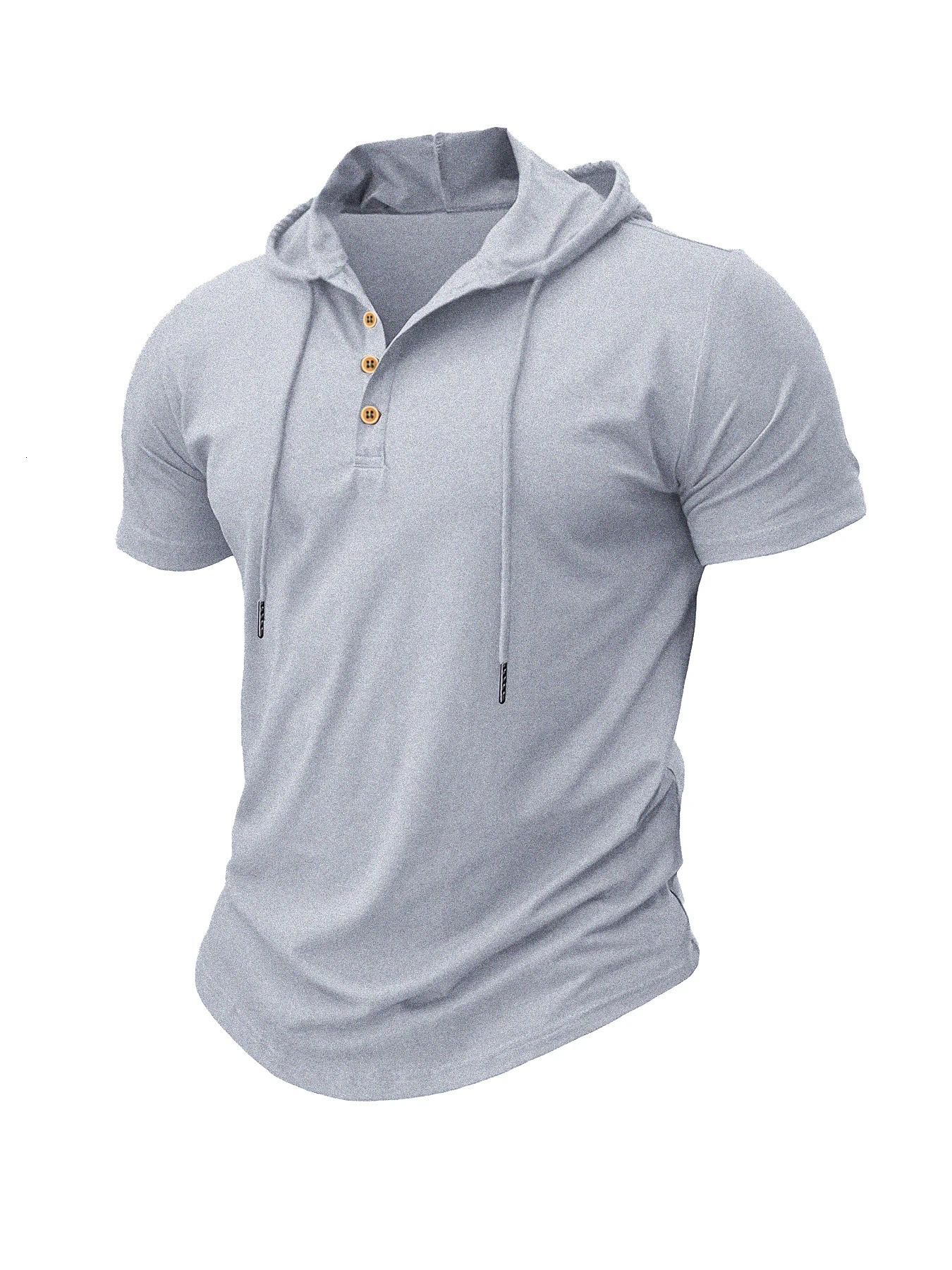 Mens T Shirt Summer Slim Fitness Hooded ShortSleeved Tees Male Lightweight Hoodie Breathable Sports Tops 250729