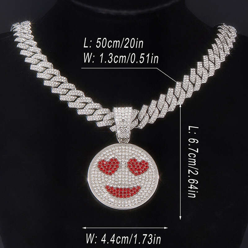 Trendy Men Must-Have Smiley Alloy Full Dia Hip-Hop Style Necklace Crown Letters Multiple Specifications