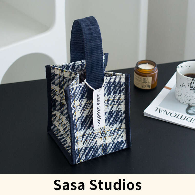 New Houndstooth Pattern Handheld Canvas Fashion Striped Waterproof Versatile Large Capacity Single Tote Women's Bag