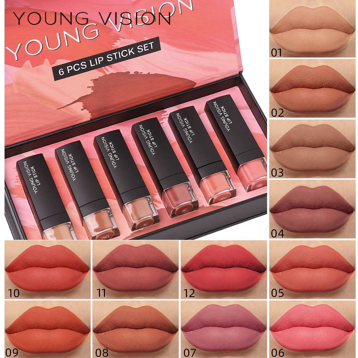 6 pcs /set matte lipstick gift box set non-stick cup lipstick velvet moisturizing lipstick G250729
