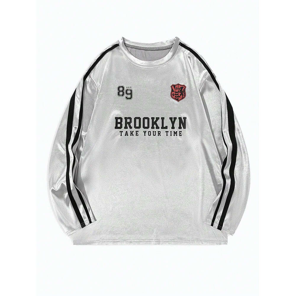 Digital Print Loose Fit Short Long Sleeve T-Shirt Women American Style Sports Casual Pullover V-Neck Unisex Top