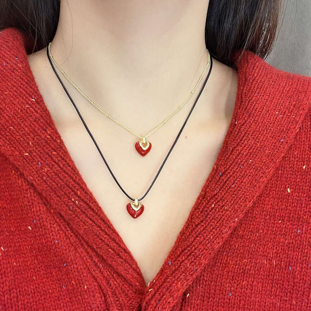 Autumn Winter Tiger Eye Stone Leather Cord Pull Necklace for Women, Melad Yadan Style Long Sweater Chain, Simple Fashion Clavicle Chain 383