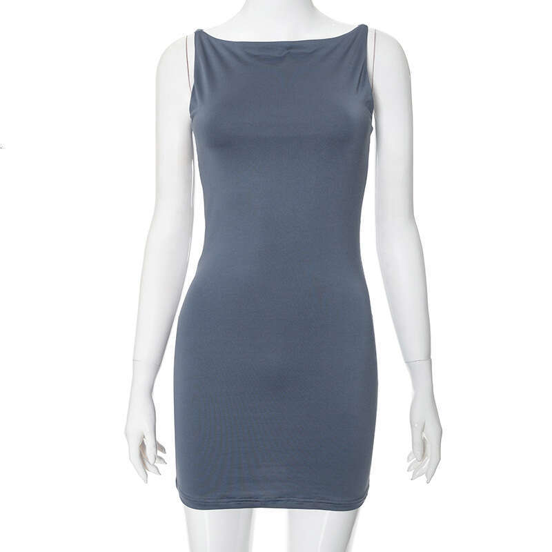 Dds177 Women's Summer New Solid Color Sleeveless Simple Tank Tight Sexy Bodycon Dress B5