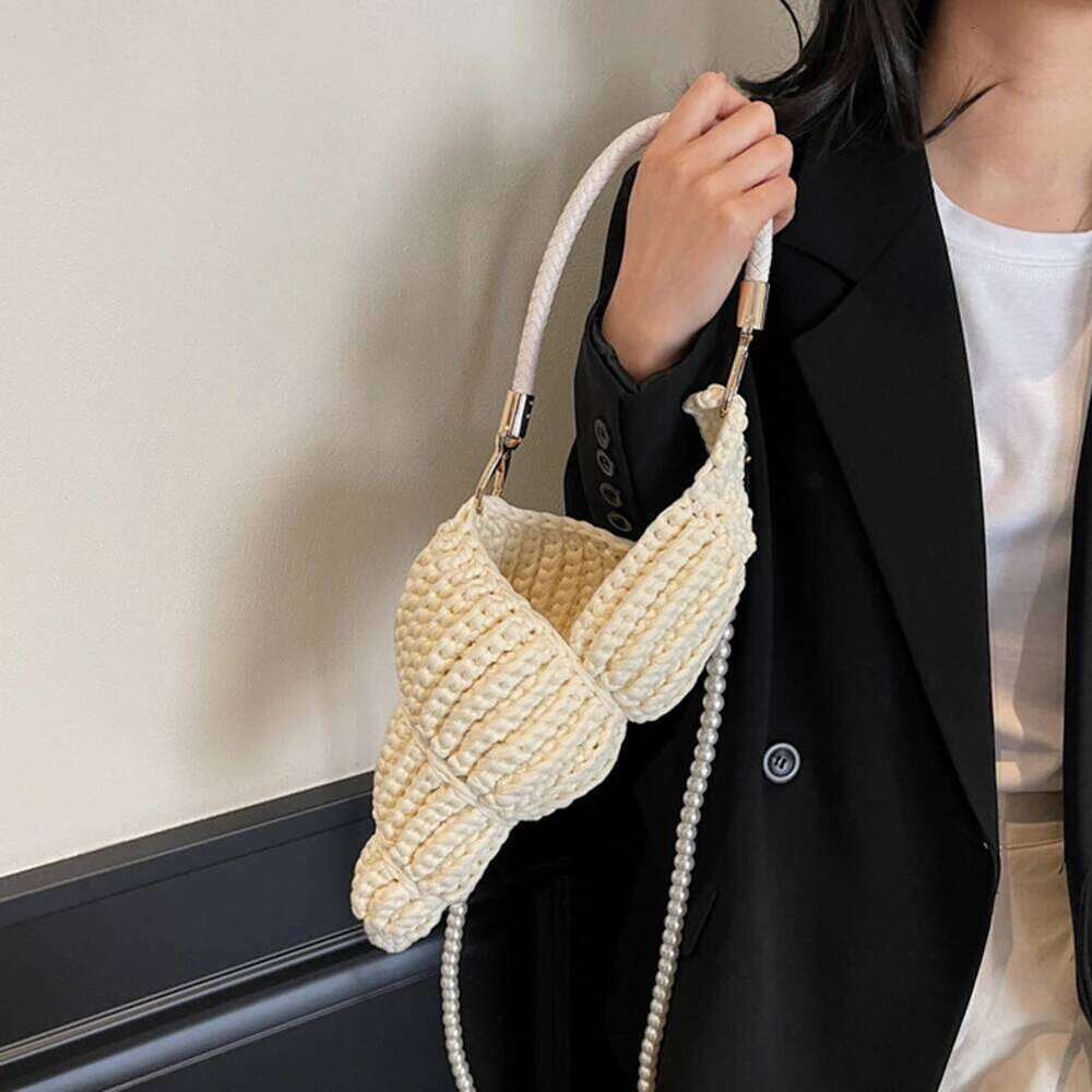Handwoven Seashell For Women Solid Color Crochet Shell Crossbody Summer Beach Tote Vacation Handbag Shoulder Bag