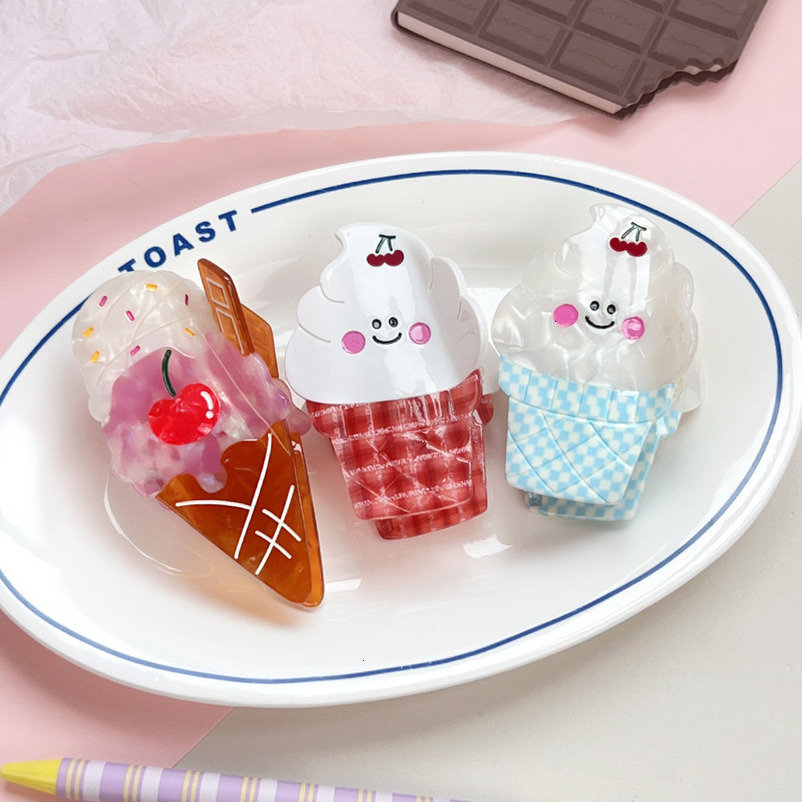 Summer Fresh Ice Cream Claw Acetate Niche Sweet Cone Watermelon Shark Clip Medium Cute Hair Accessories
