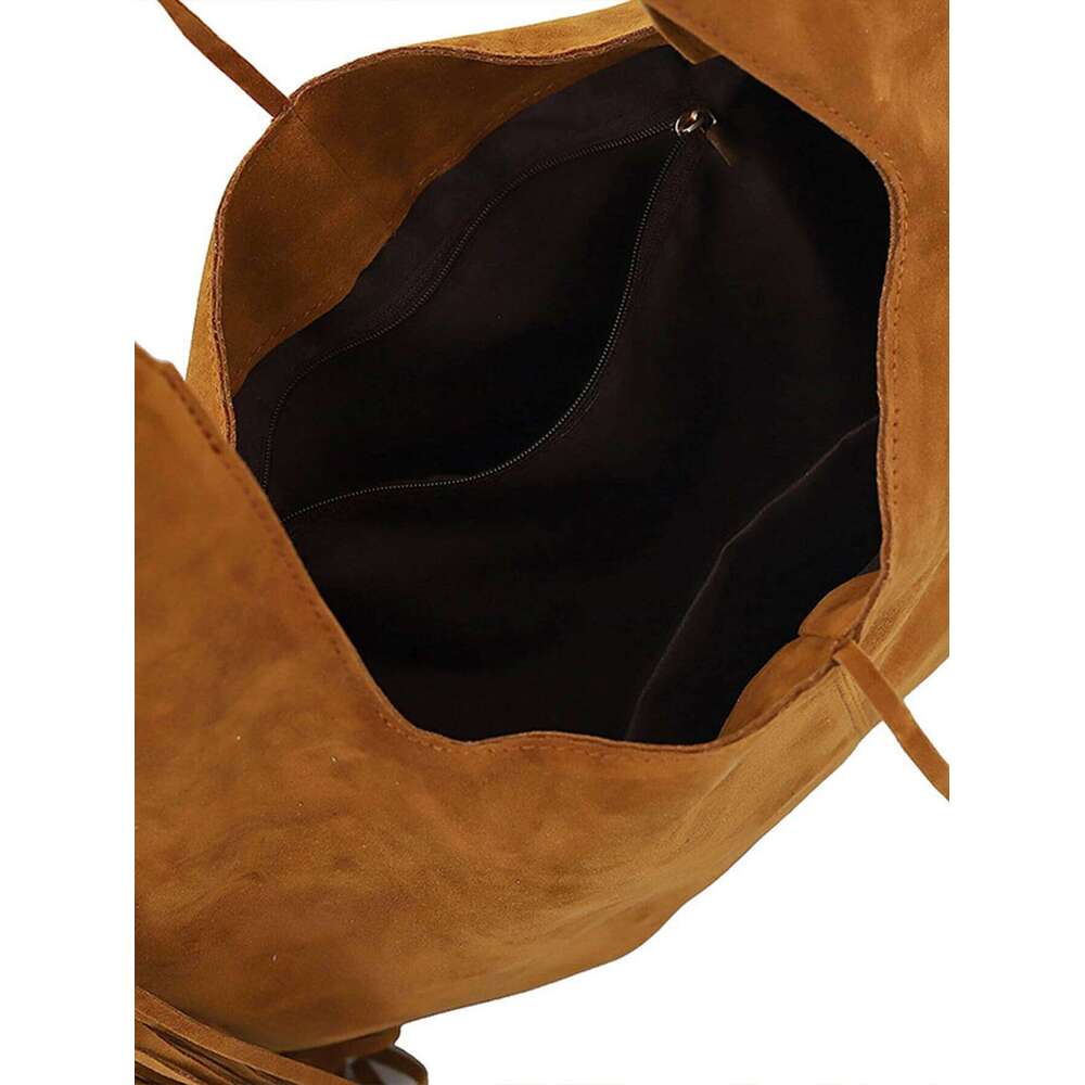 designer bag 2025 new bohemian retro style tassel women's fashionable one-shoulder crossbody large capacity dumpling bag