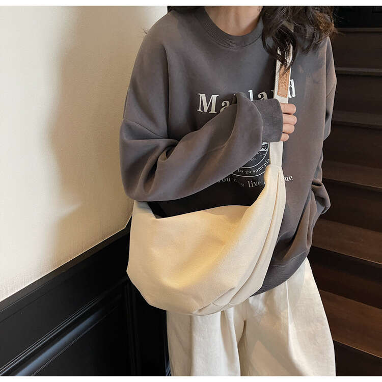 2024 Crossbody for Women Summer Design Versatile Student Canvas Underarm Simple Style Dumpling Bag