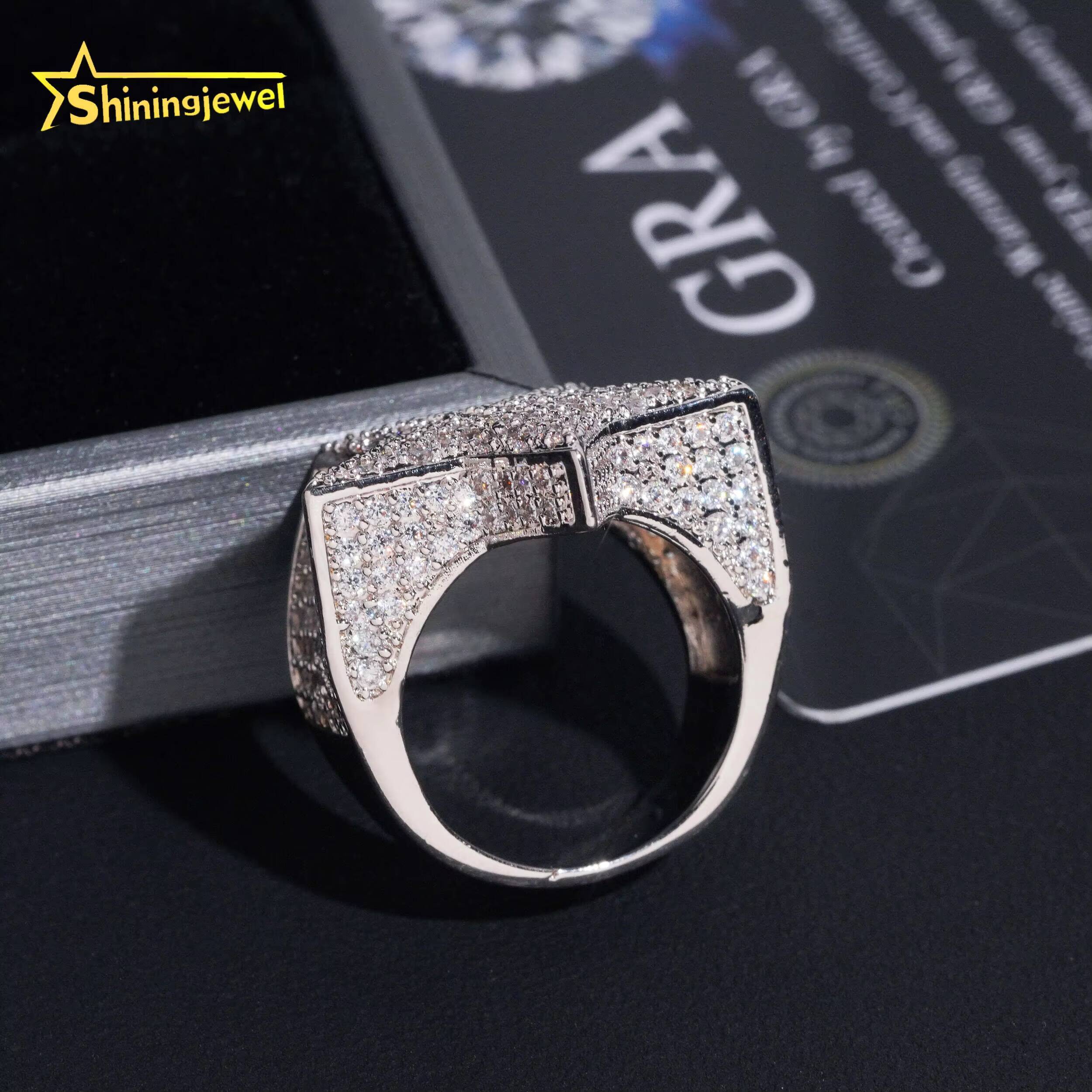 Pass Diamond Tester Rapper Hip Hop Jewelry Solid 925 Sterling Silver Iced Out Diamond Moissanite Ring Star Rings