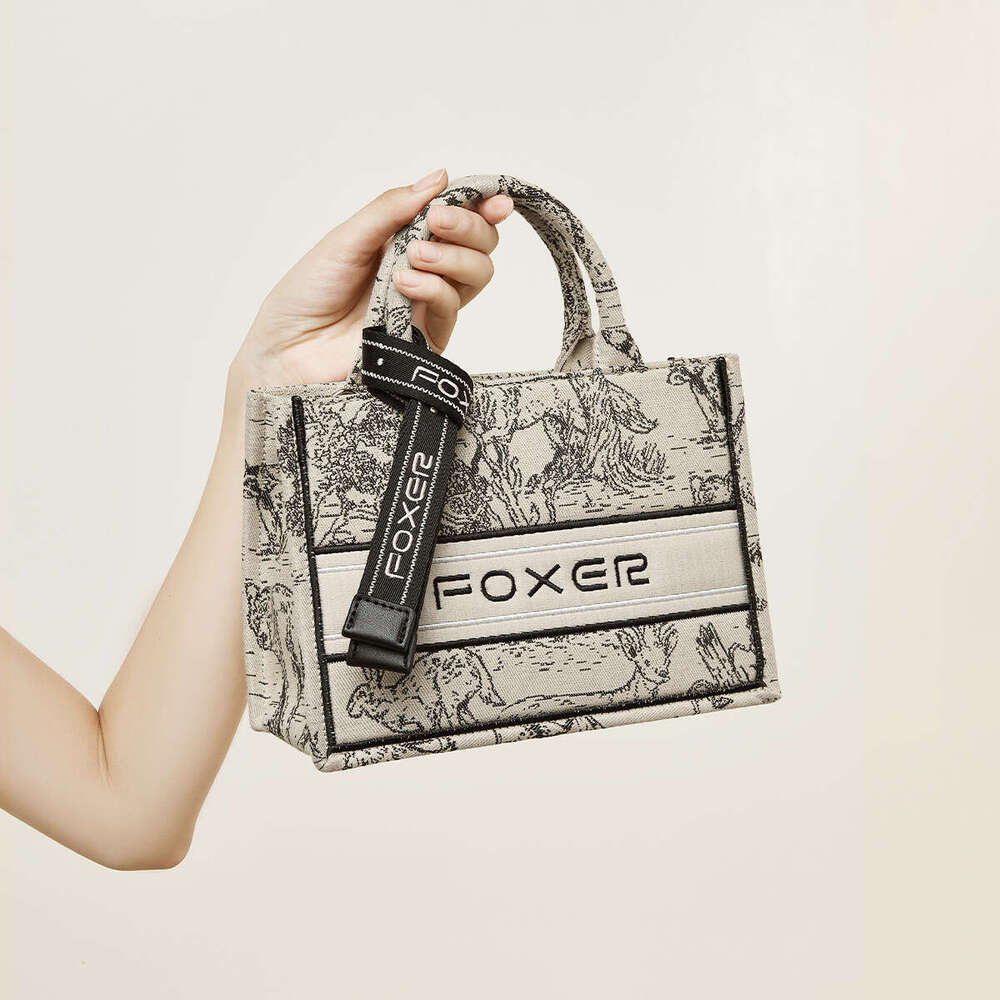 FOXER Embroidered Tote for Women 2025 New High-End Luxury Princess Diana Fashion Graffiti Handbag Crossbody Bag