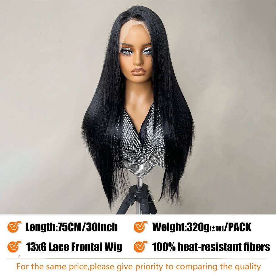 Synthetic Front Wigs 30Inch Human Hair Long Straight Blonde For Black Women Natural Ombre Brown Cosplay Highlight Lace Wig