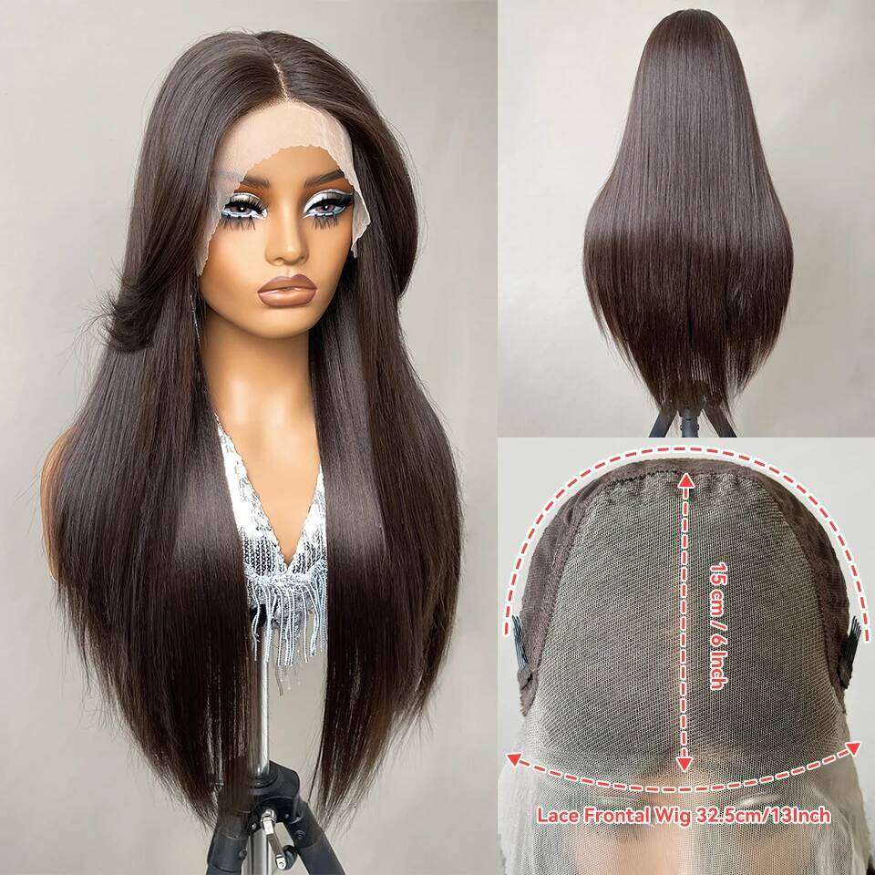 Synthetic Front Wigs 30Inch Human Hair Long Straight Blonde For Black Women Natural Ombre Brown Cosplay Highlight Lace Wig