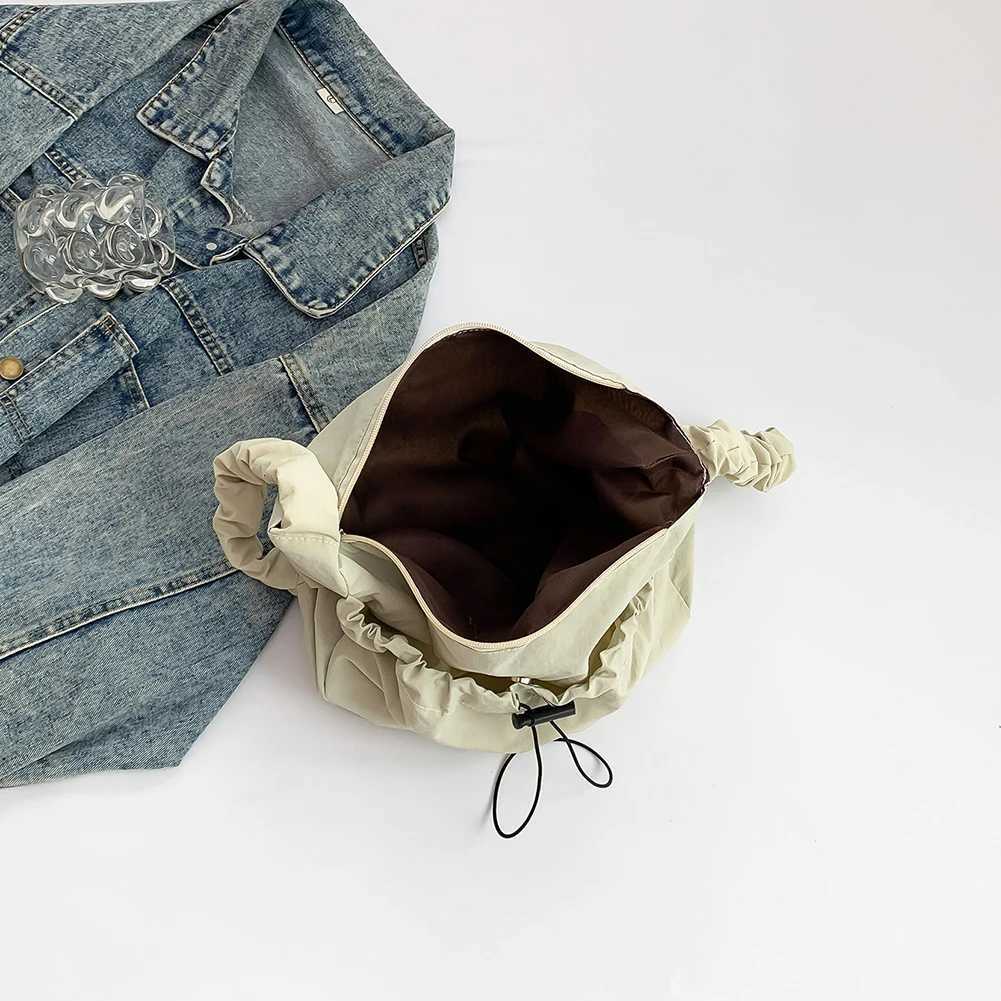 Women Pleated Crossbody Bag Adjustable Strap Drawstring Satchel Bag Large Capacity Cloud Drawstring Hobo Bag Ladies Outdoor Bag Y250729