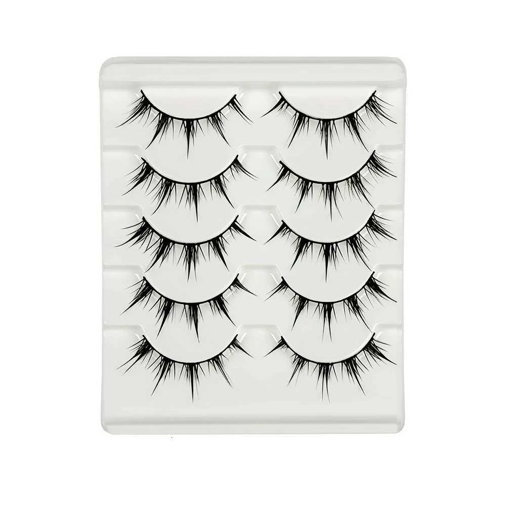 anime-inspired false eyelashes 5 pairs cartoon eye faux lashes dramatic look demon style volumizing lengthening Z250730