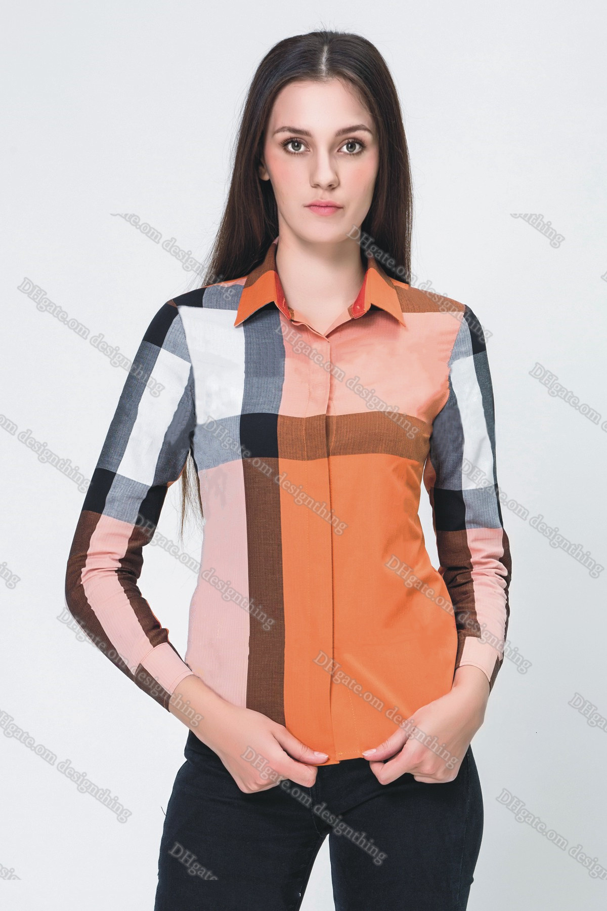 Womens Plaid Short Sleeve Shirt Classic Button Up Fashion Blouse Designer Style Office Shirts for Women Summer Tops Elegant Asian Fit Petite Shirt