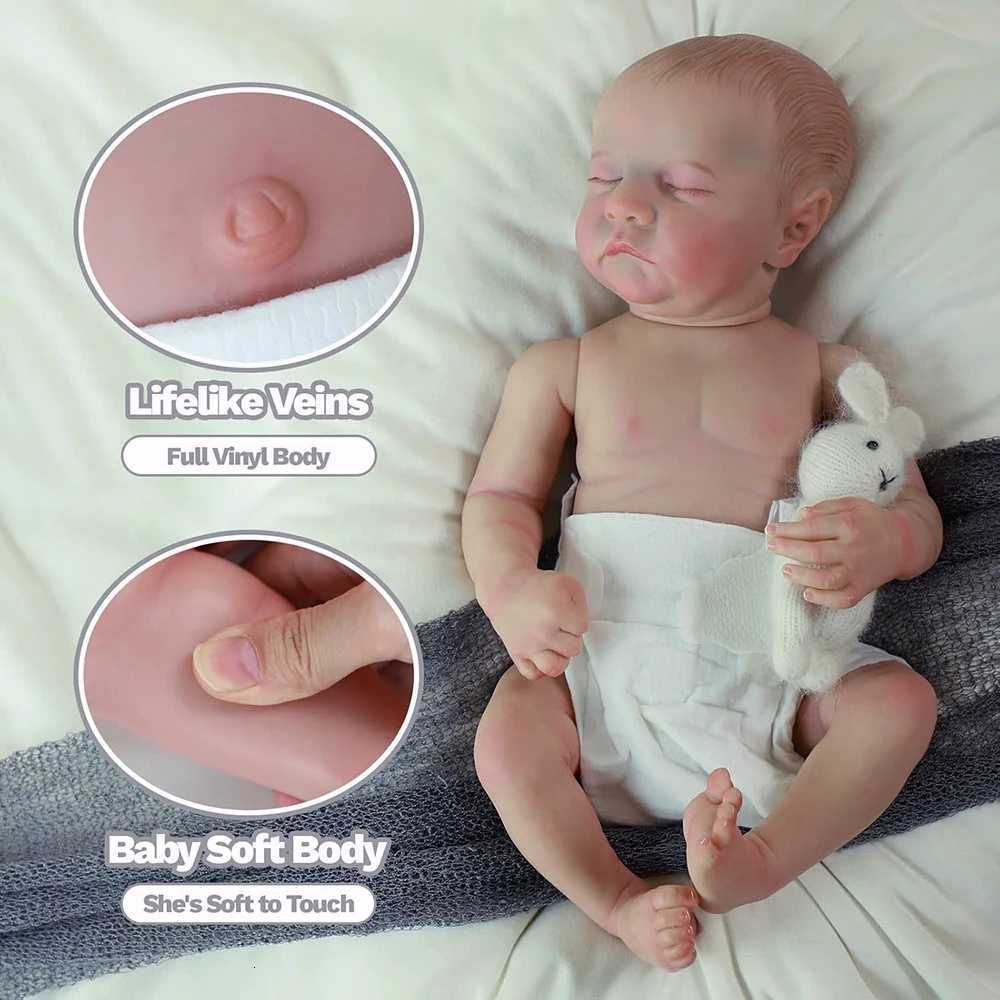 Realistic Reborn Baby Dolls 45cm Full Body Silicone Sleep Girl That Looks Like Real Boy Lifelike Newborn Babies Toddler Doll Gift XJ250730
