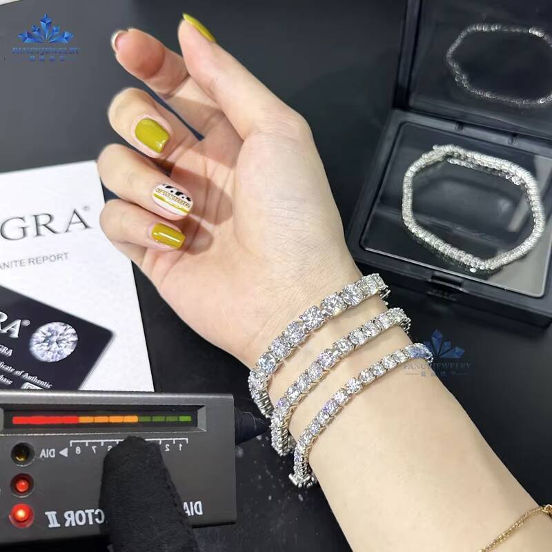 Factory Wholesale 2mm-6.5mm Moissanite Diamond Womens Men Gold 925 Sterling Silver Moissanite Tennis Chain Bracelet Gift Party