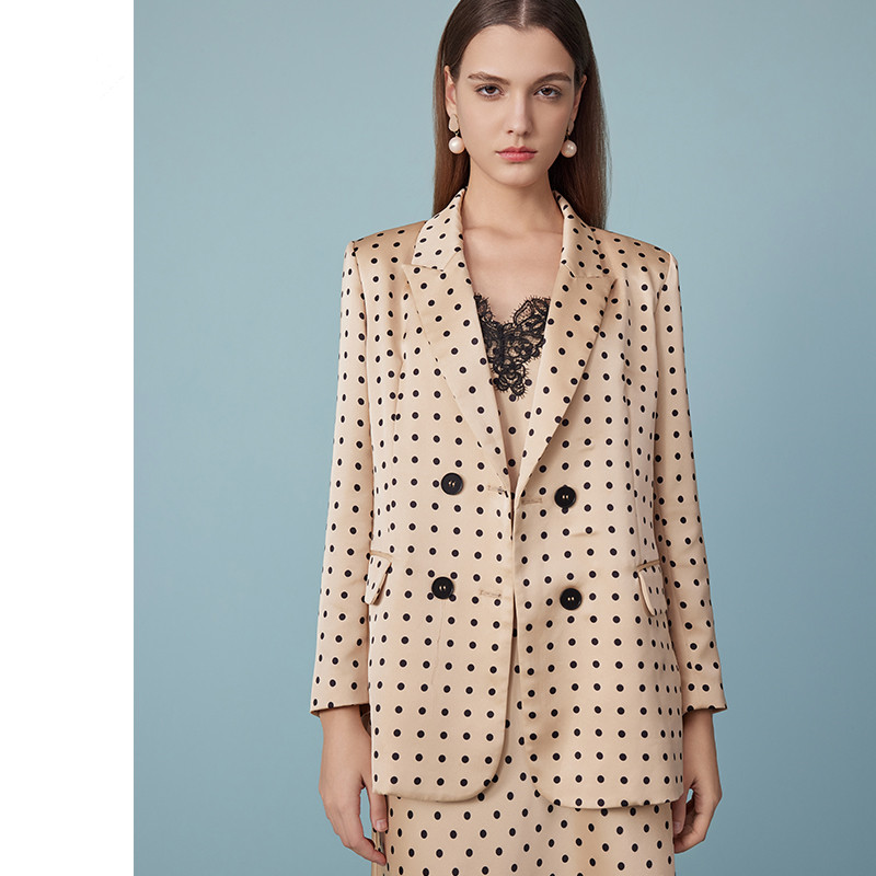 2025 Summer New Arrival Mid-Length Temperament All-match Jacket Polka Dot Long Sleeve Senior Suit Women 6112326