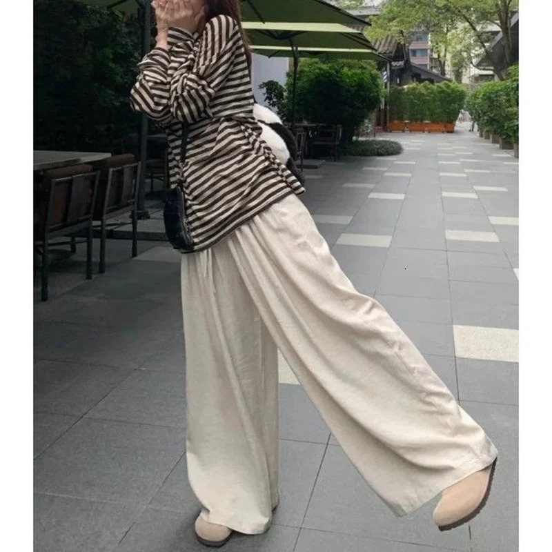 Women Tshirts Baggy Casual TShirts Girls Retro Striped Long Sleeve Clothes Lady Fashion Comfortable Daily Tops 250729