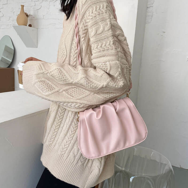 Saddle for Women Cloud Bag White Handbag Clutch Crossbody Korean Chic Simple Fairy Ruched 2024 New Xu Ping