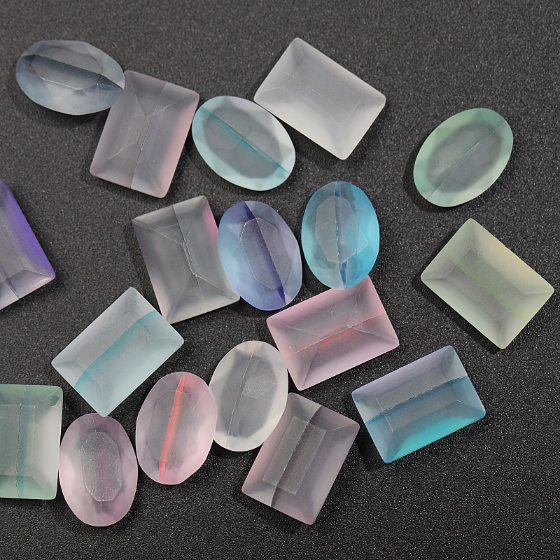 10*14 matte through diamond gradient laser pointed bottom diamond nail jewelry