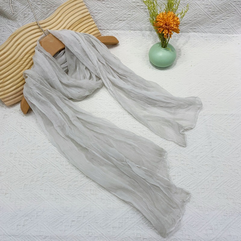 K1533 Korean retro tie-dye thin solid color long scarf women's summer sun protection medium-length scarf Japanese and Korean literary beach shawl