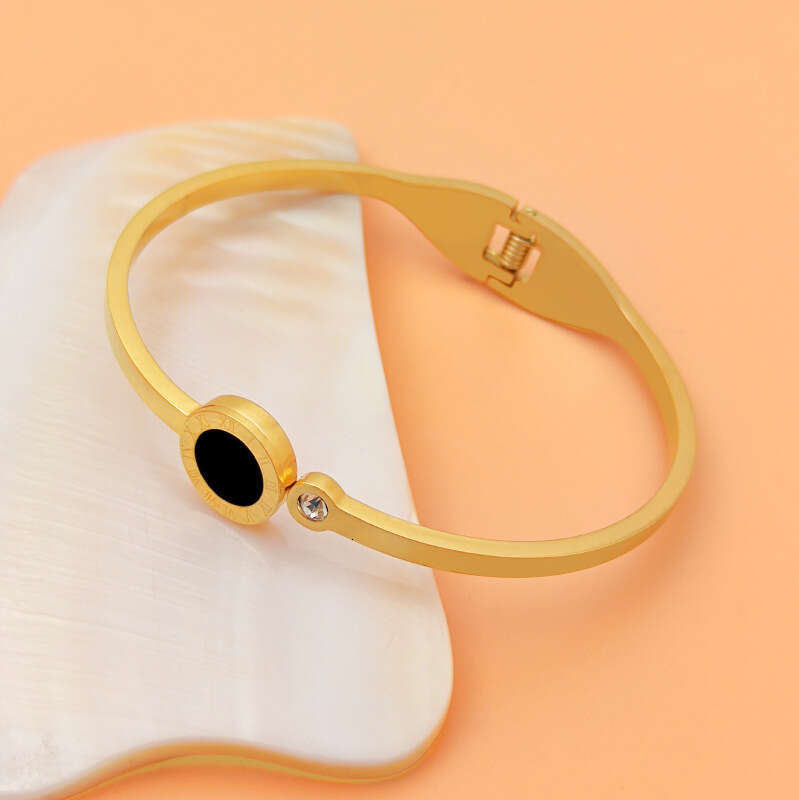 Open Black Beixiyin Light Couple Titanium Steel Roman Numeral Bracelet for Women Versatile Non-Fading Jewelry Bangle