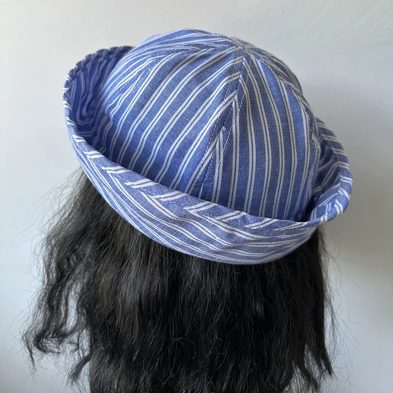 Summer Linen Navy Sailor Cap Women Girls JK Cute Red White Check Beret Blue-white Gingham Fashion Hat Cosplay Nurses Cap 250729