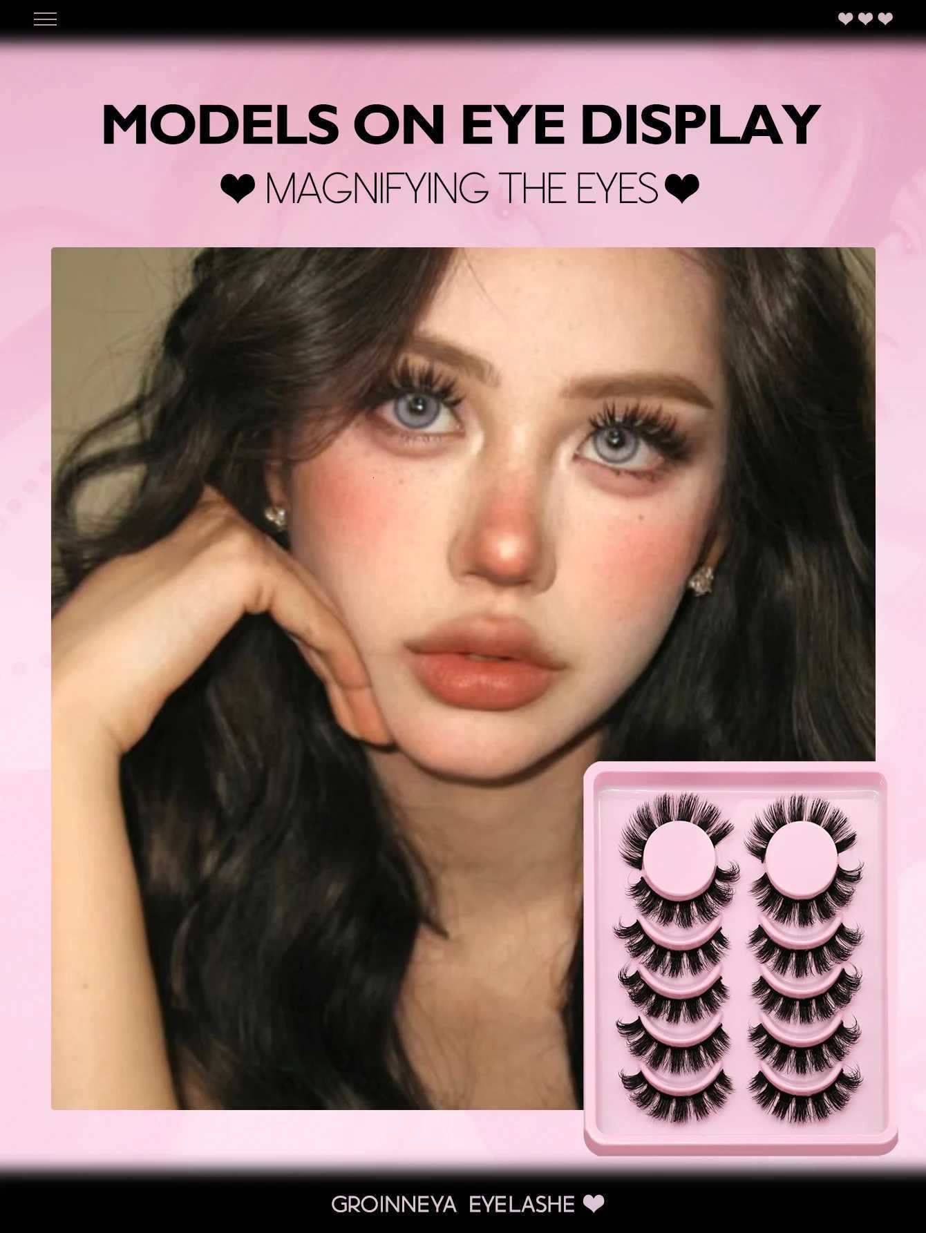 Groinneya False Eyelashes Cat Eye Fluffy Faux Mink Lashes Wispy Lashes Dramatic Long Thick Volume Mink False Eyelashes Makeup Z250730