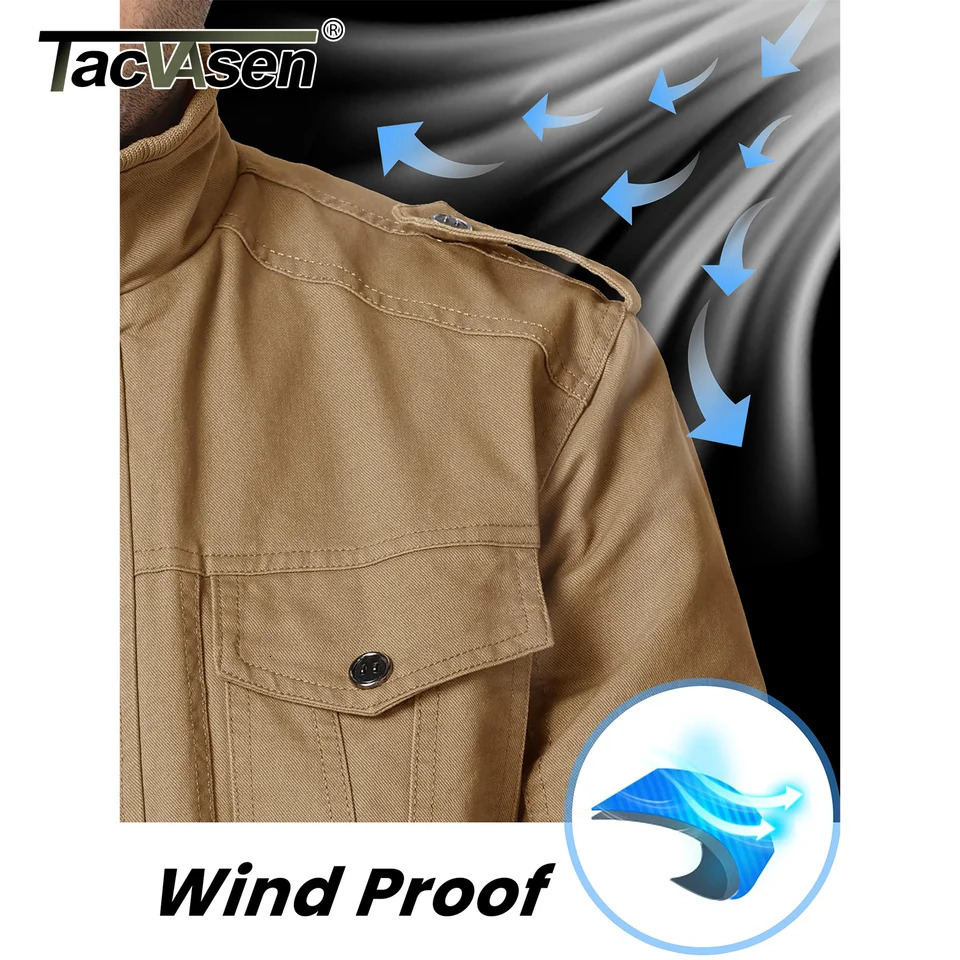 TACVASEN Full Zip Cargo Jacket Mens Retro Stand Collar Pilot Spring Autumn Lightweight Bomber Casual Outwear 250730