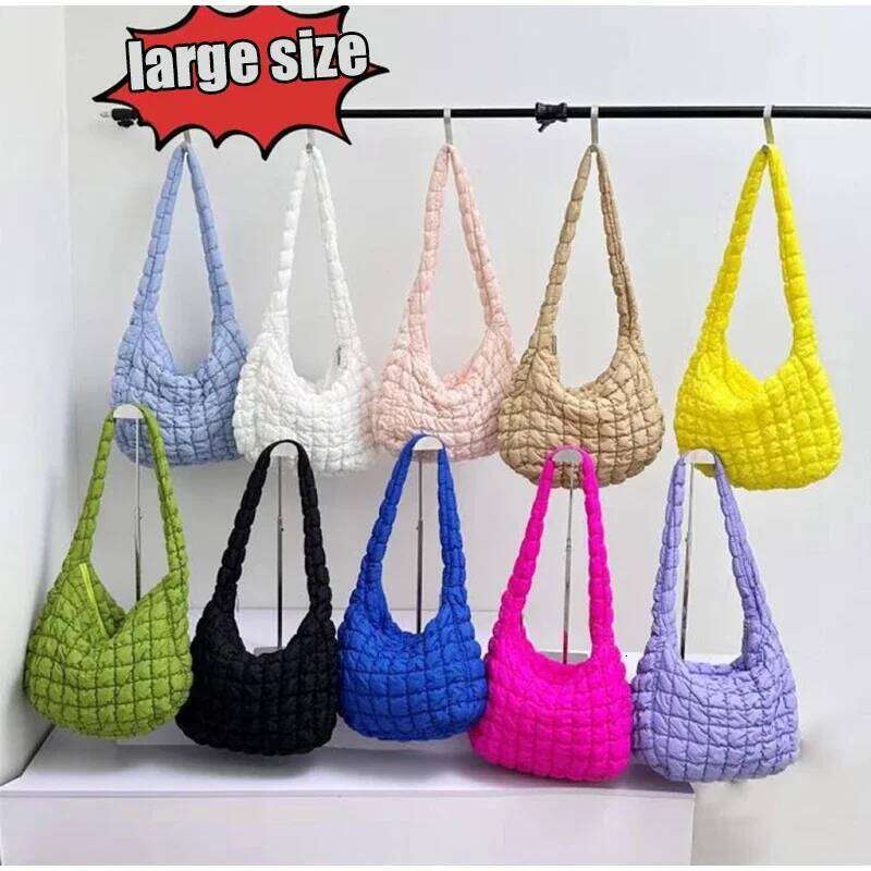 New Cloud Folded Soft Pleated Bubbles Shoulder Bags Dumpling Large Capacity Tote Bag Cotton Underarm Handbag Woman