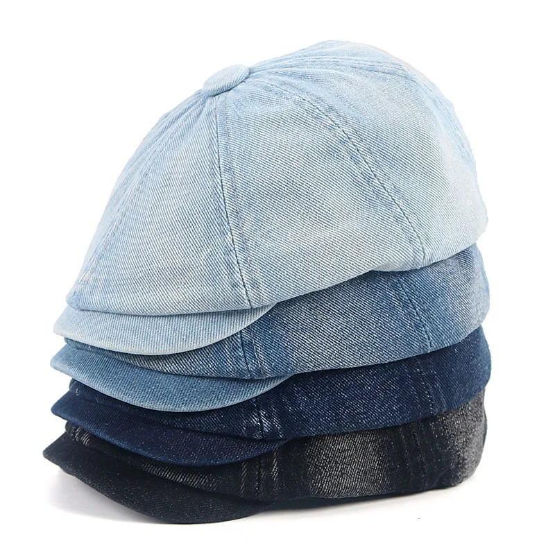 Denim Hat Womem Men Beret Cap Spring Fahion 2025 Vintage Korean Boina Hombre Washable Cotton y Blinders Black sboy Cap 250729