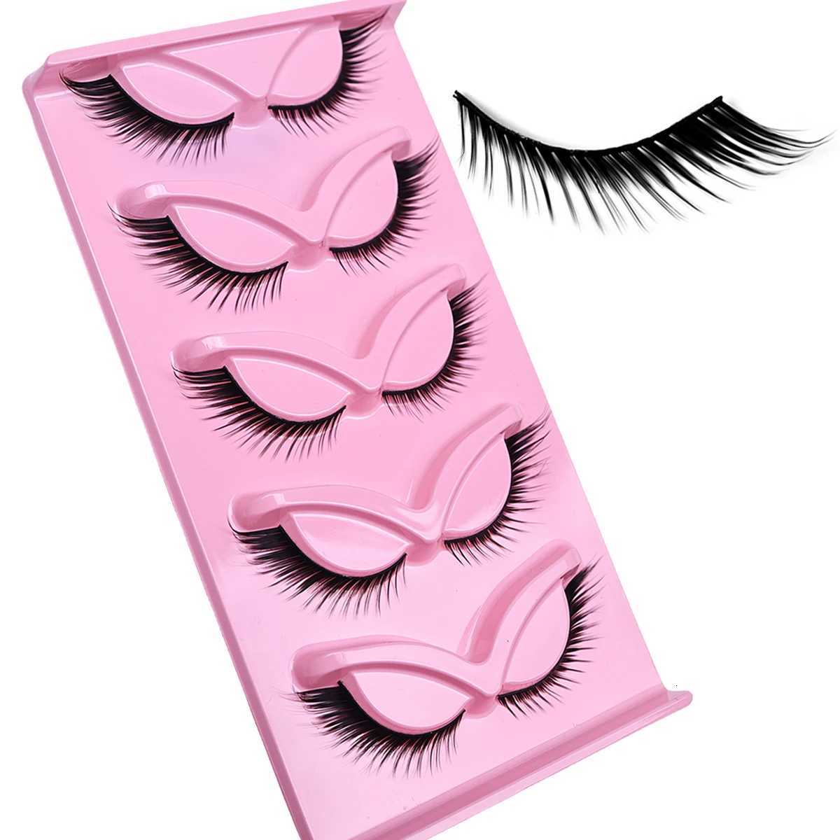 5 Pairs Cat Eye Lashes Long Lashes Cat Eye Look Wispy Lashes Eye End Elongated Strip Thick False Eyelashes Z250731