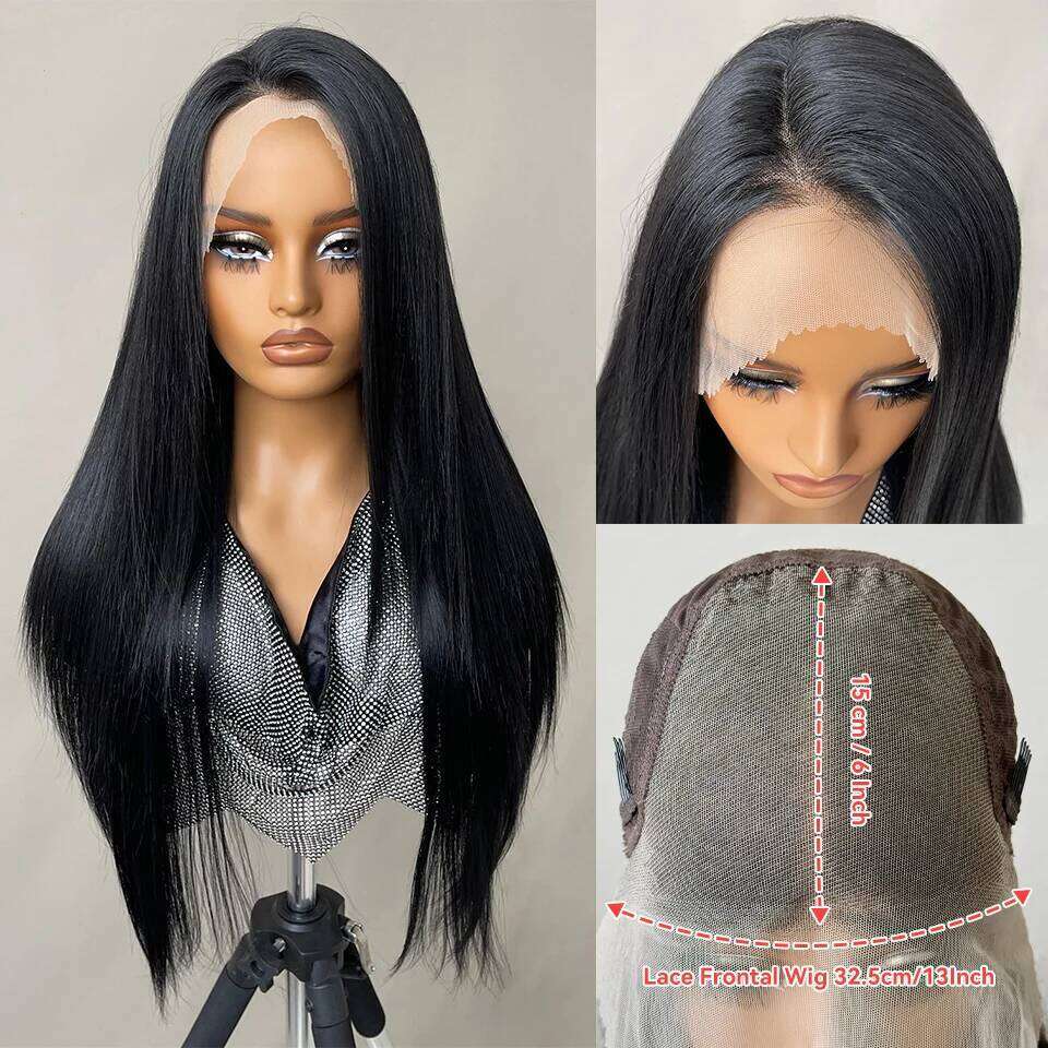 Synthetic Front Wigs 30Inch Human Hair Long Straight Blonde For Black Women Natural Ombre Brown Cosplay Highlight Lace Wig