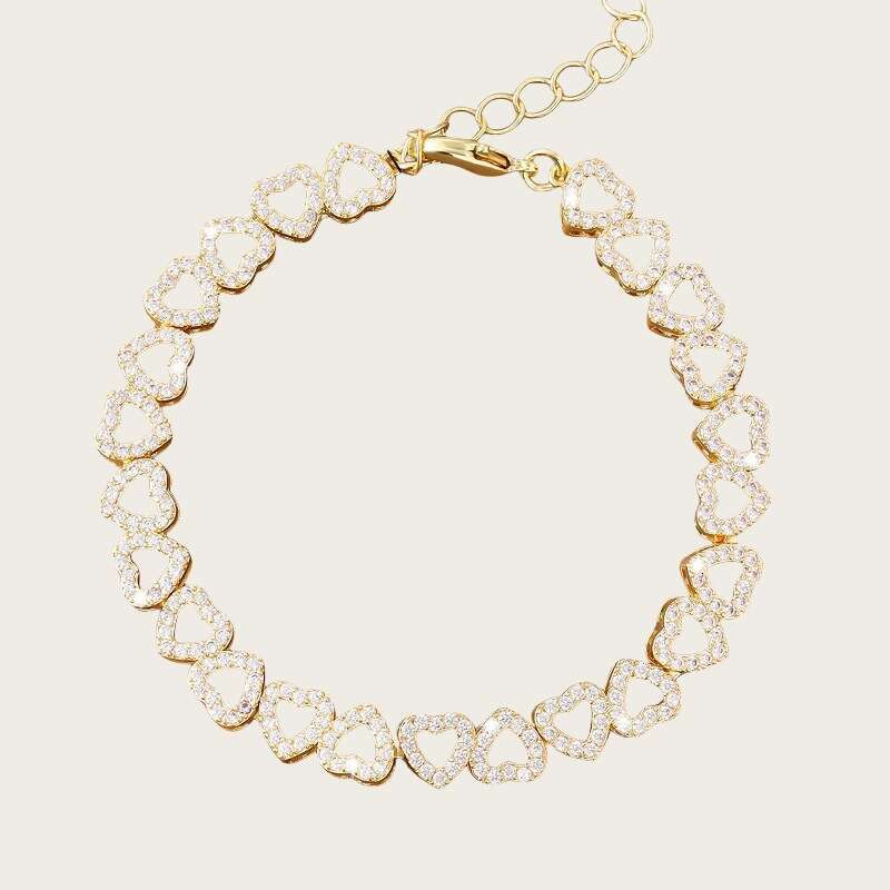 Hollow Heart High-end Light Zircon Inlaid Versatile Classic Adjustable Bracelet for Women