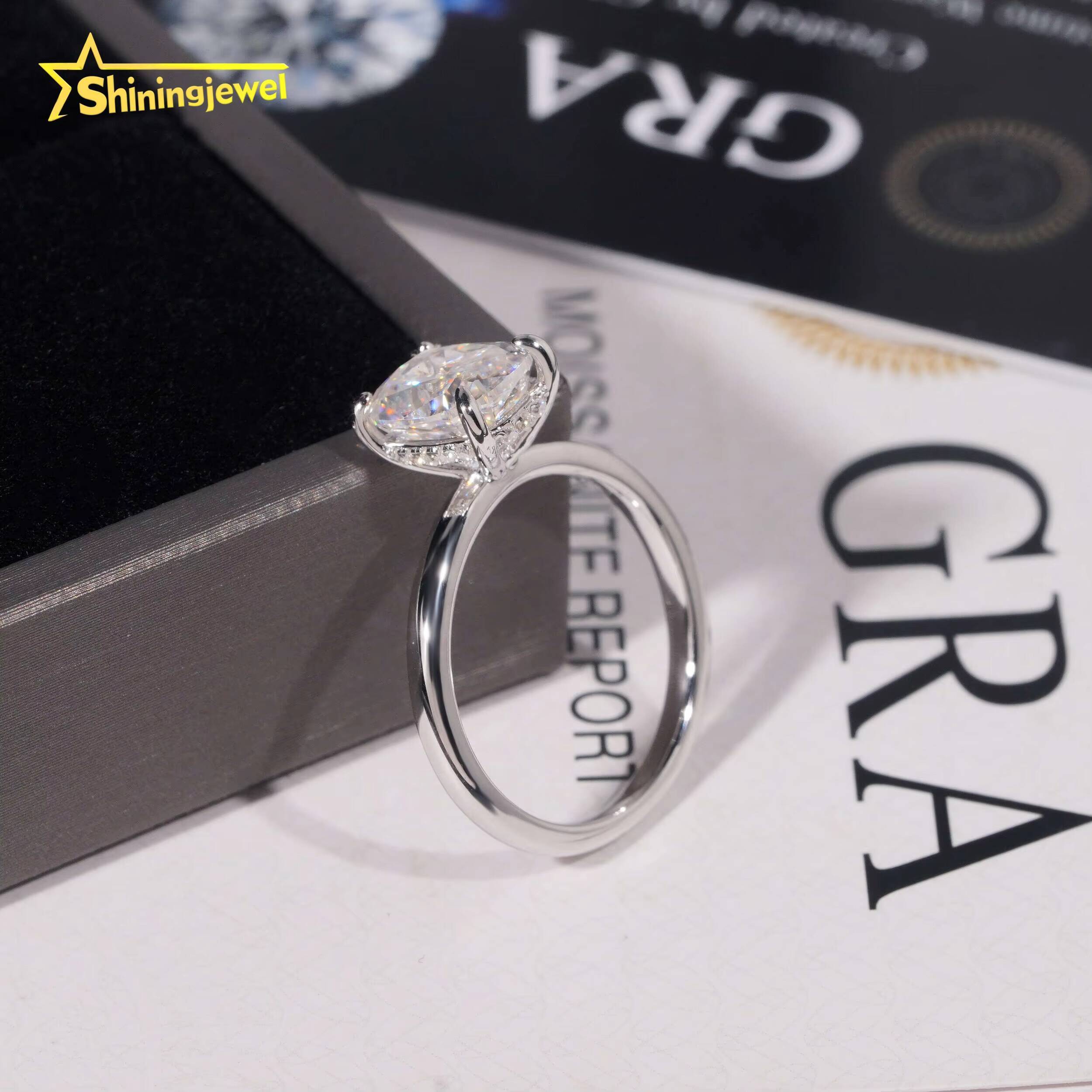 GRA Certificated 925 Sterling Silver 7x9mm 3CT Cushion Cut Moissanite Ring Custom Engagement Rings Jewelry Women Daily Wear
