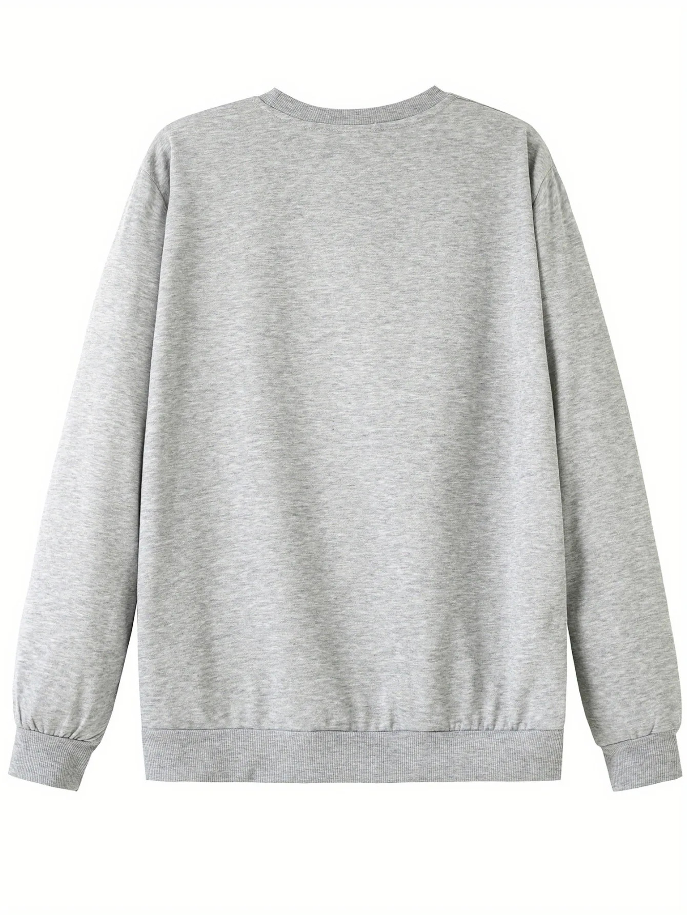 Mens Autumn and Winter Casual Sports Loose Oversized Paris Print with Fleece Warm Pullover Round Neck Long Sleeve Sweatshirt 250729