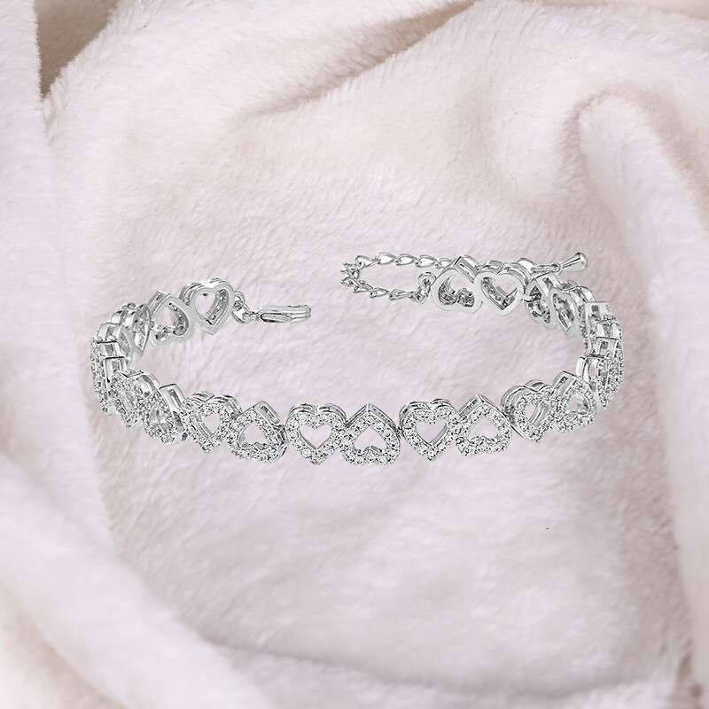 Girls' Light High-Grade Inlaid Zircon Shiny Heart Simple Ins Style Fashion Versatile Bracelet