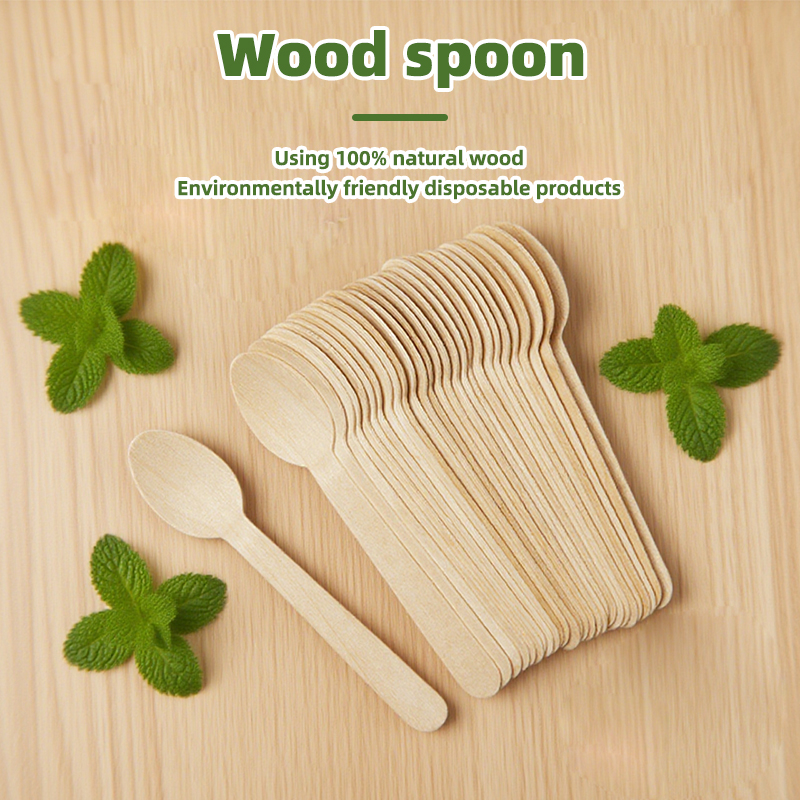 Single-use Wooden Ice Cream Scoop with Rounded Tip - 100% natural wood 160mm