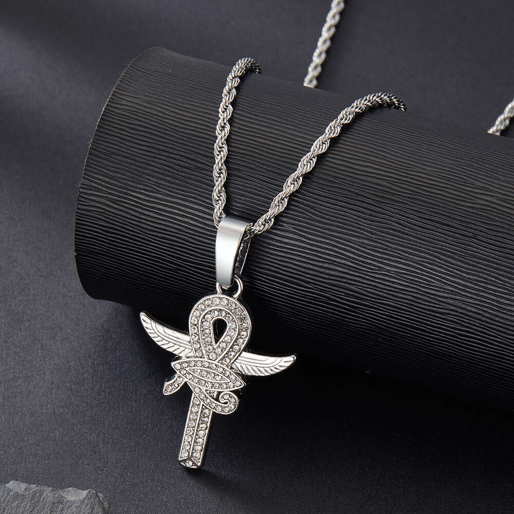 New Product Personalized Creative Alloy Full Dia Cross Eye of Horus Hip Hop Style Necklace