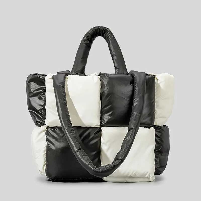 5 Large Tote Padded Handbags Designer Quilted Wen Shoulder Bags Luxury Nyl Down Cott Crossbody Bag Winter Purse 2024 Y250730