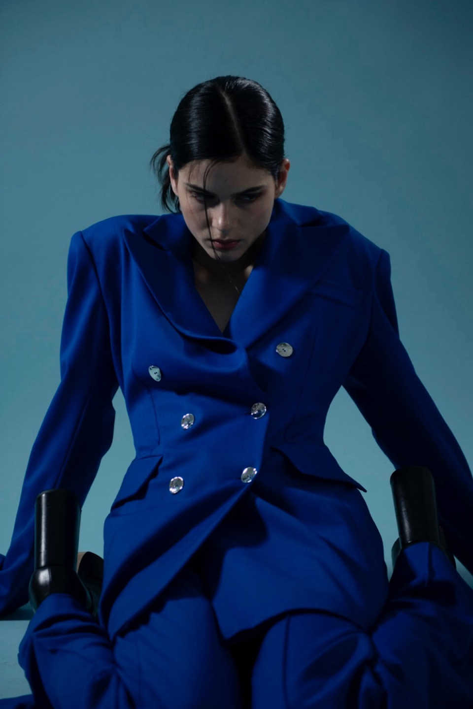 Royal Blue Women Pants Suits Slim Fit Long Jacket Ladies Prom Birthday Party Formal Wear Outfit Flared Trousers 2 Pieces Customized