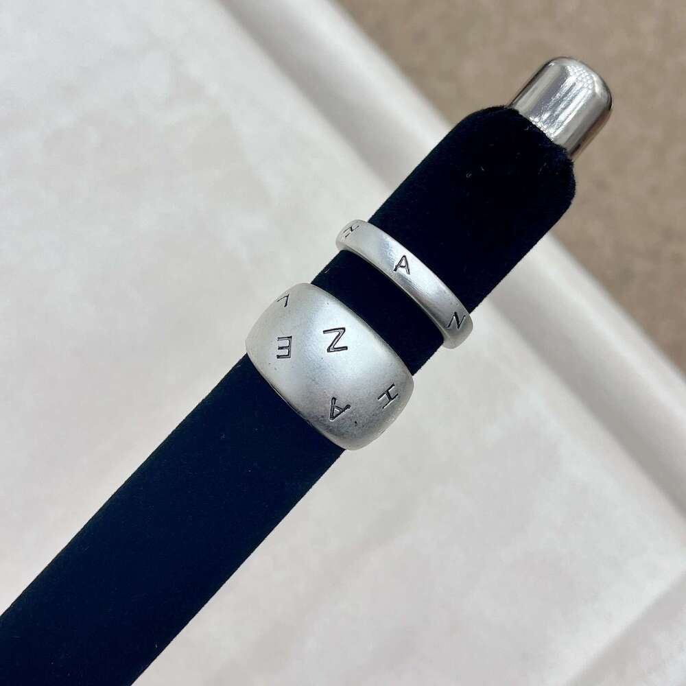 Vintage Silver Letter Wide Index Finger Ring for Women, Light Luxury Niche Design, High-End Feel, 2024 New Trend a55