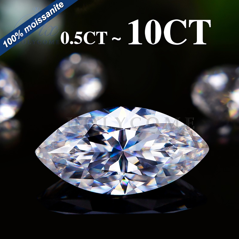 Hot Sale 0.5-10CT Moissanite White D Color Marquise Cut Excellent VVS1 Lab Created Moissanite Stone Loose For Jewelry Making with GRA Certificate