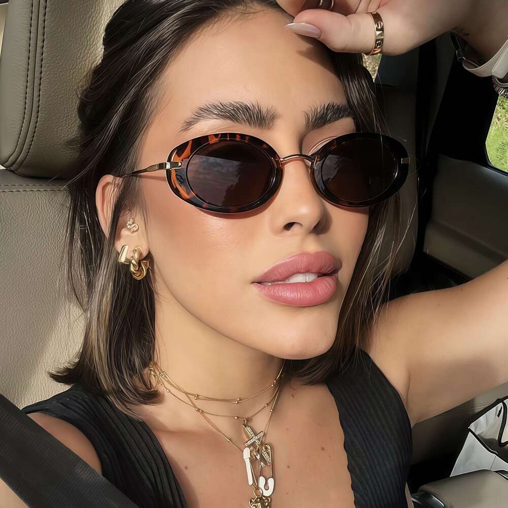 DHcollections 2025 Oval Sunglasses for Women - UV400 Protection, Fashion Small Frame, Trendy Pink & Leopard Styles (6 Colors)