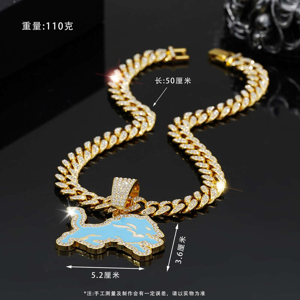 Hot Selling Jewelry Men's Personality Hip Hop Cuban Necklace Fashion Cool Lion Team Pendant
