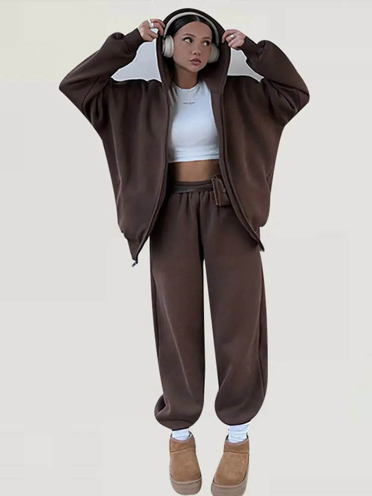 Casual Women Tracksuit Set Hooded Workout Suit Fitness Sports Female Clothes Outfit Loose Elasticwaist Running Trousers 250730