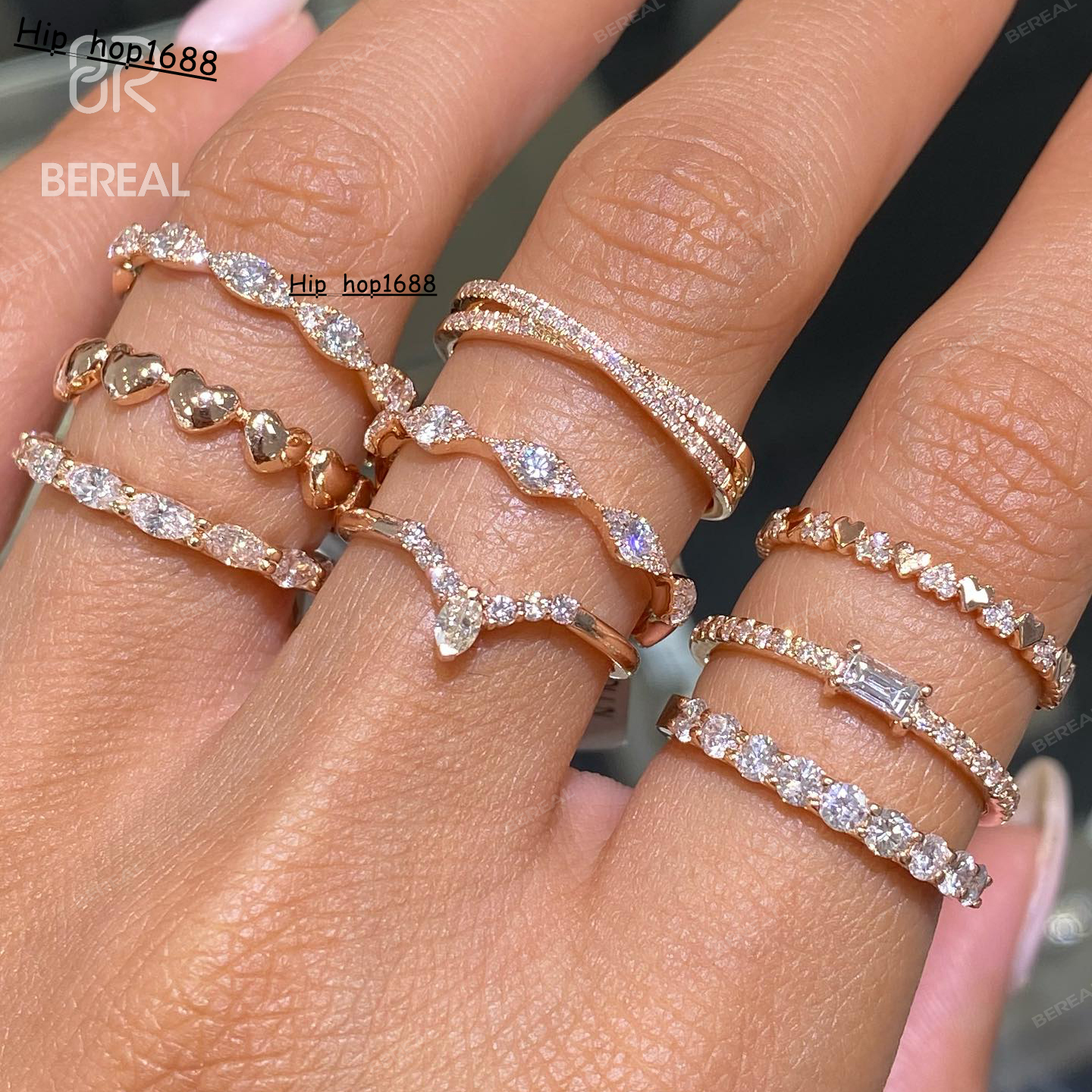 Wholesale Vvs Moissanite Eternity Cured Open Cut Wedding Ring Band Women Custom Iced Out Gold Diamond Wedding Rings Fine Jewelry