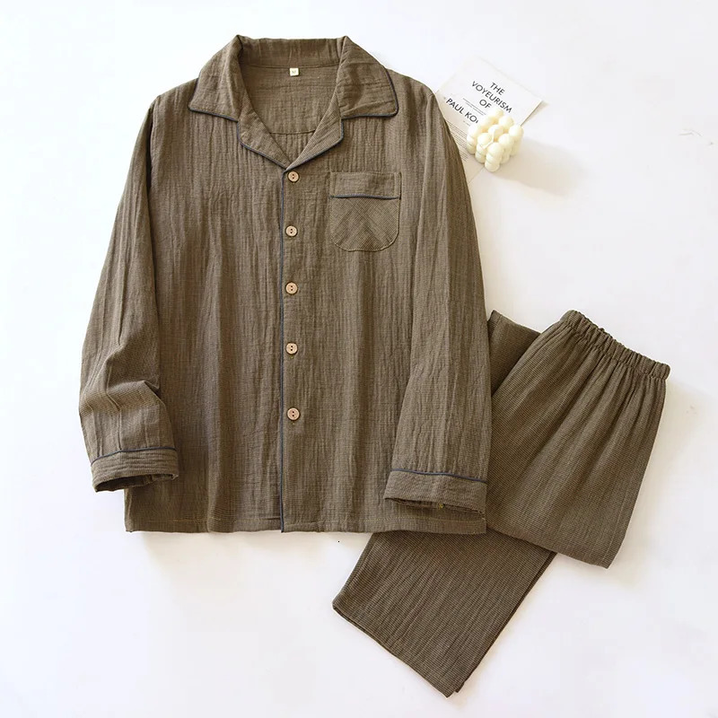 Spring Couples Pajama Set 100% Cotton Long Sleeve Pants Two Piece for Men and Womens Home Furnishings 250730