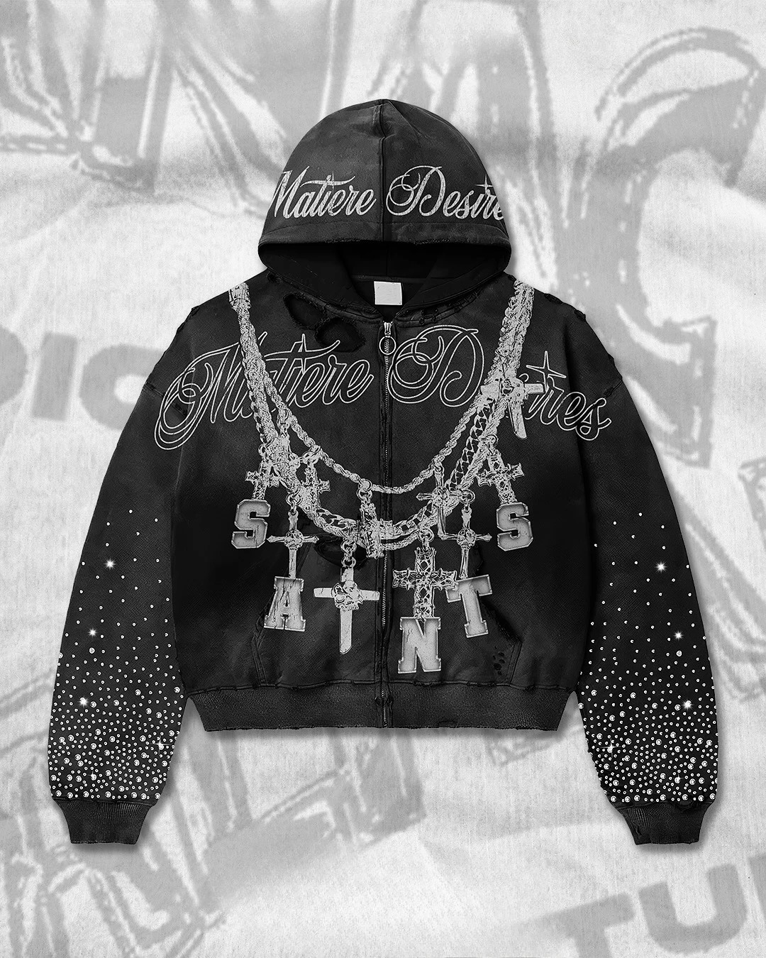 AutumnWinter High Street Harajuku Letter Printed Gothic Zipper Hoodie Y2K Retro American Mens and Womens Casual Jacket 250730